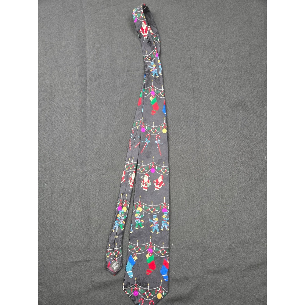 Vintage Oscar de‎ la Renta 100% Silk Christmas Holiday Tie Nutcracker Santa
